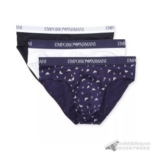 Quần lót nam Emporio Armani Pure Cotton Brief 3-pack Marine/Printed Eclipse/White